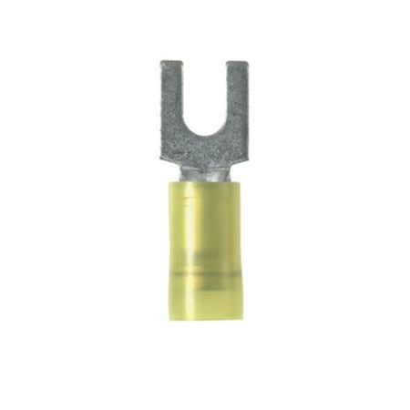 Panduit Fork Terminal, #6 Stud Size, 10 AWG, 600 V, Nylon Insulated, Yellow, 50 PK PNF10-6F-L